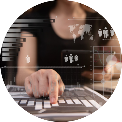 graphic overlay on picture of person's finger